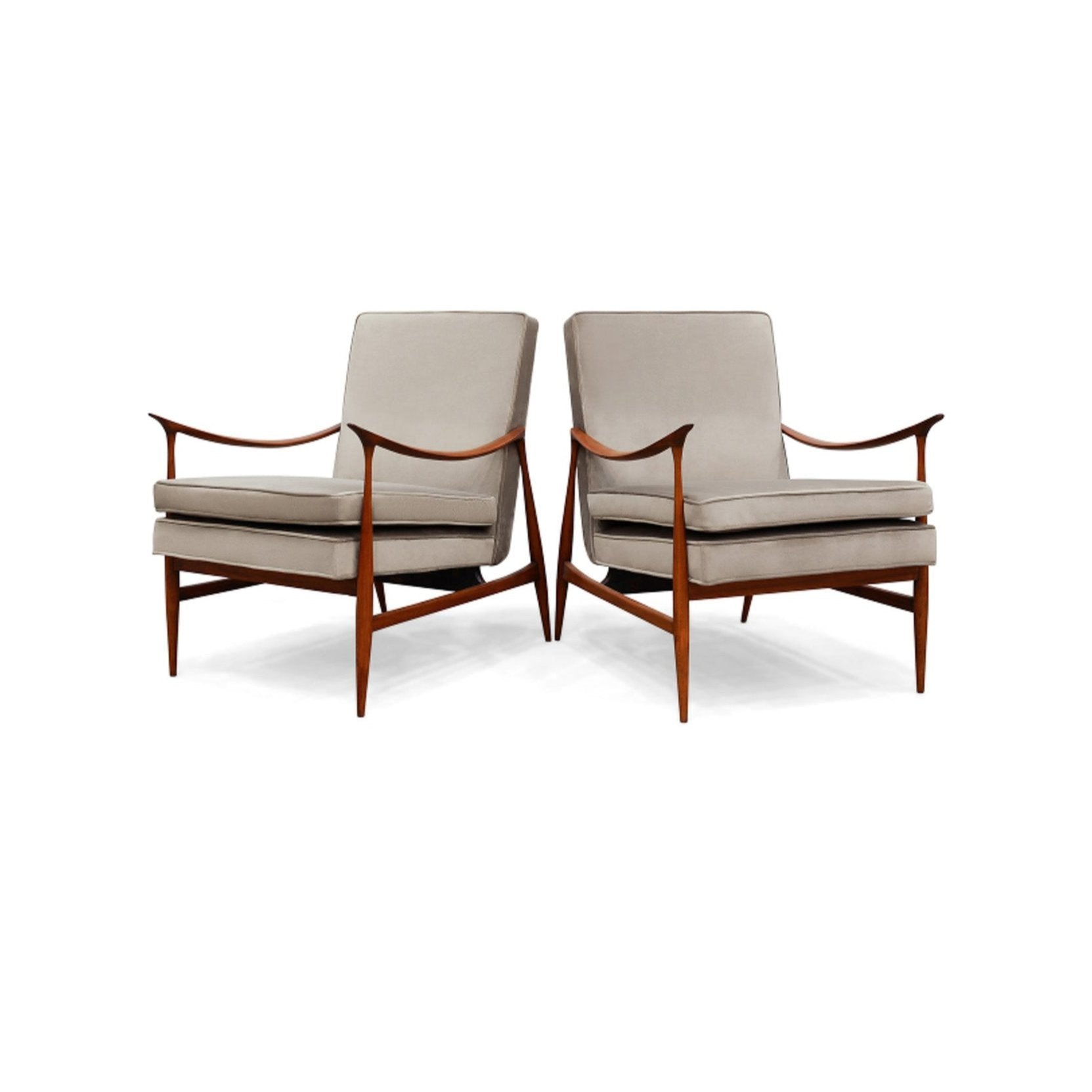 Pair of Armchairs in Hardwood & Fabric, Att. Jorge Zalszupin, c. 1950 - Lot 489