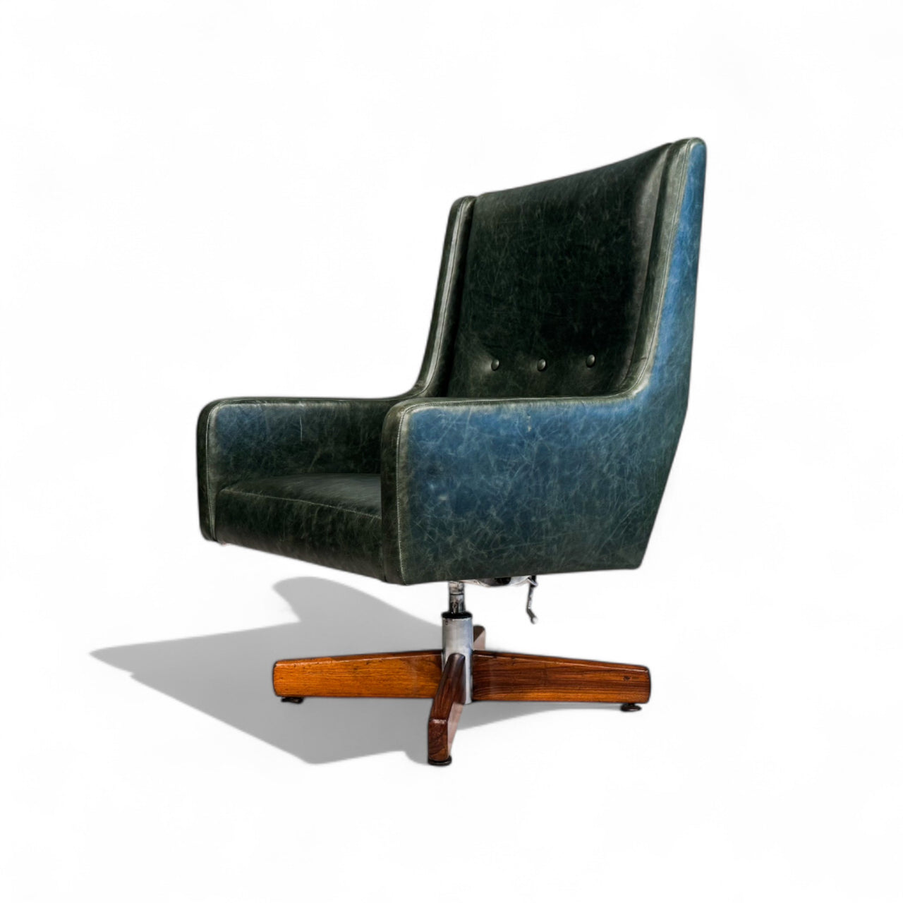 “Holperin” Armchair in Green Leather & Rosewood, Sergio Rodrigues for Oca, 1962 - Lot 364A