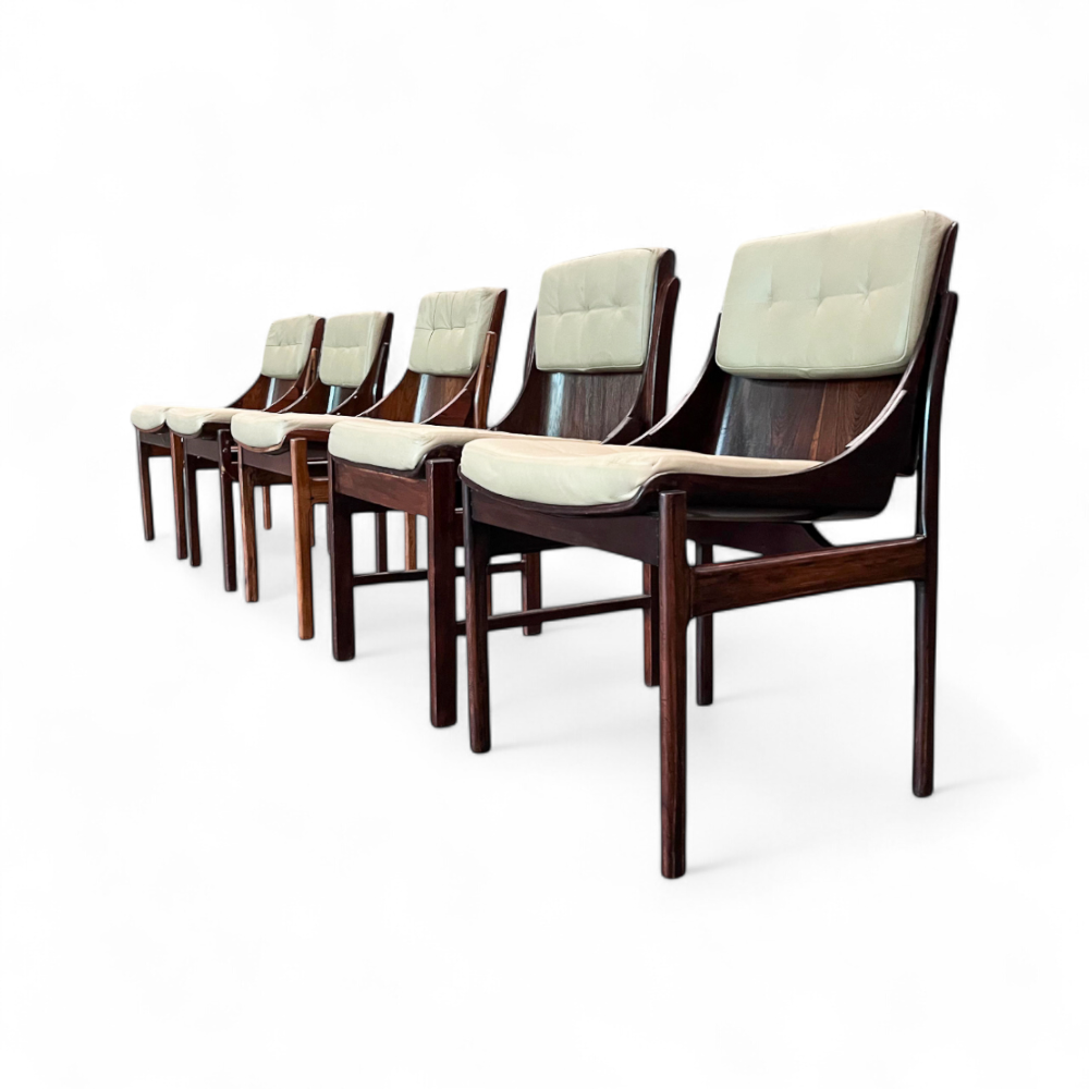 Set of 5 Chairs in Rosewood & Leather, Jorge Zalszupin, 1960s - Lot 114-158-378