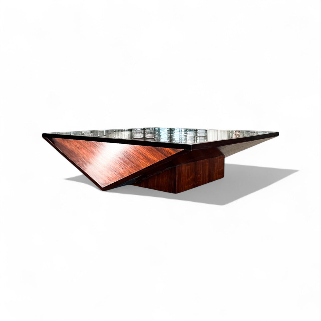 Coffee Table in Rosewood, Glass & Metal, Att to Joaquim Tenreiro, 1960s - Lot 746A