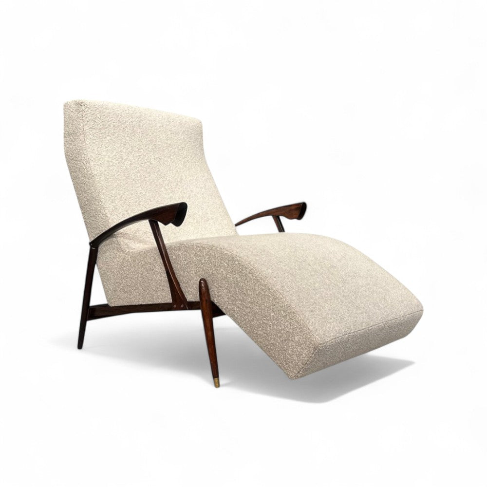 Chaise Lounge in Beige Boucle, Rosewood, Att. Liceu de Artes, 1960s - Lot 203A