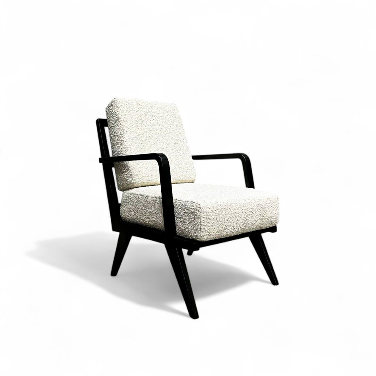 Armchair in Hardwood with Ebony Finish & Boucle, Unknown, 1960s - Lot 259A