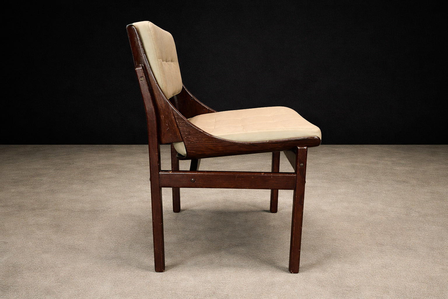 Brazilian Modern Set of Five Rosewood & Leather Dining Chairs