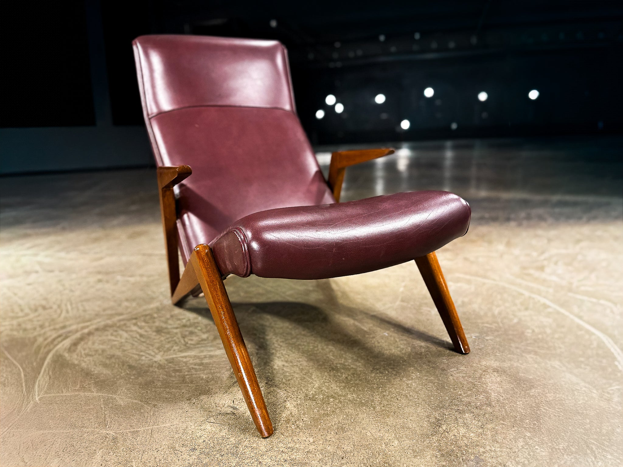 Brazilian Modern Hardwood and Leatherette Armchair, Attributed to