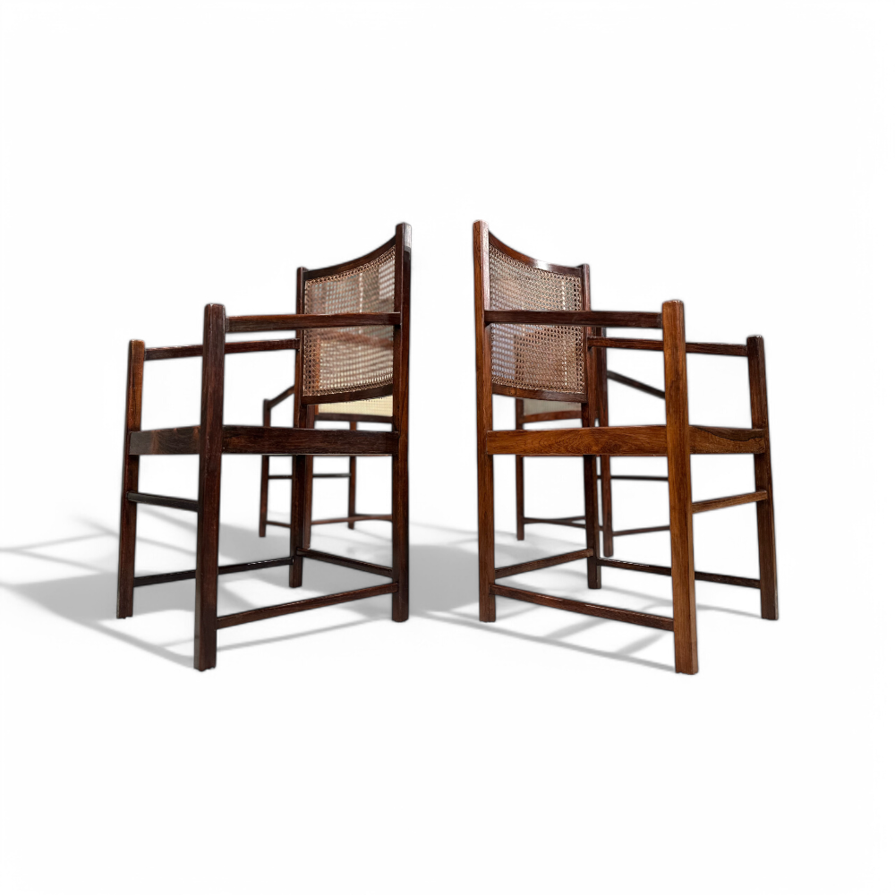 Set of Four Armchairs in Rosewood & Caning, Unknown, 1960s - Lot 79 -186