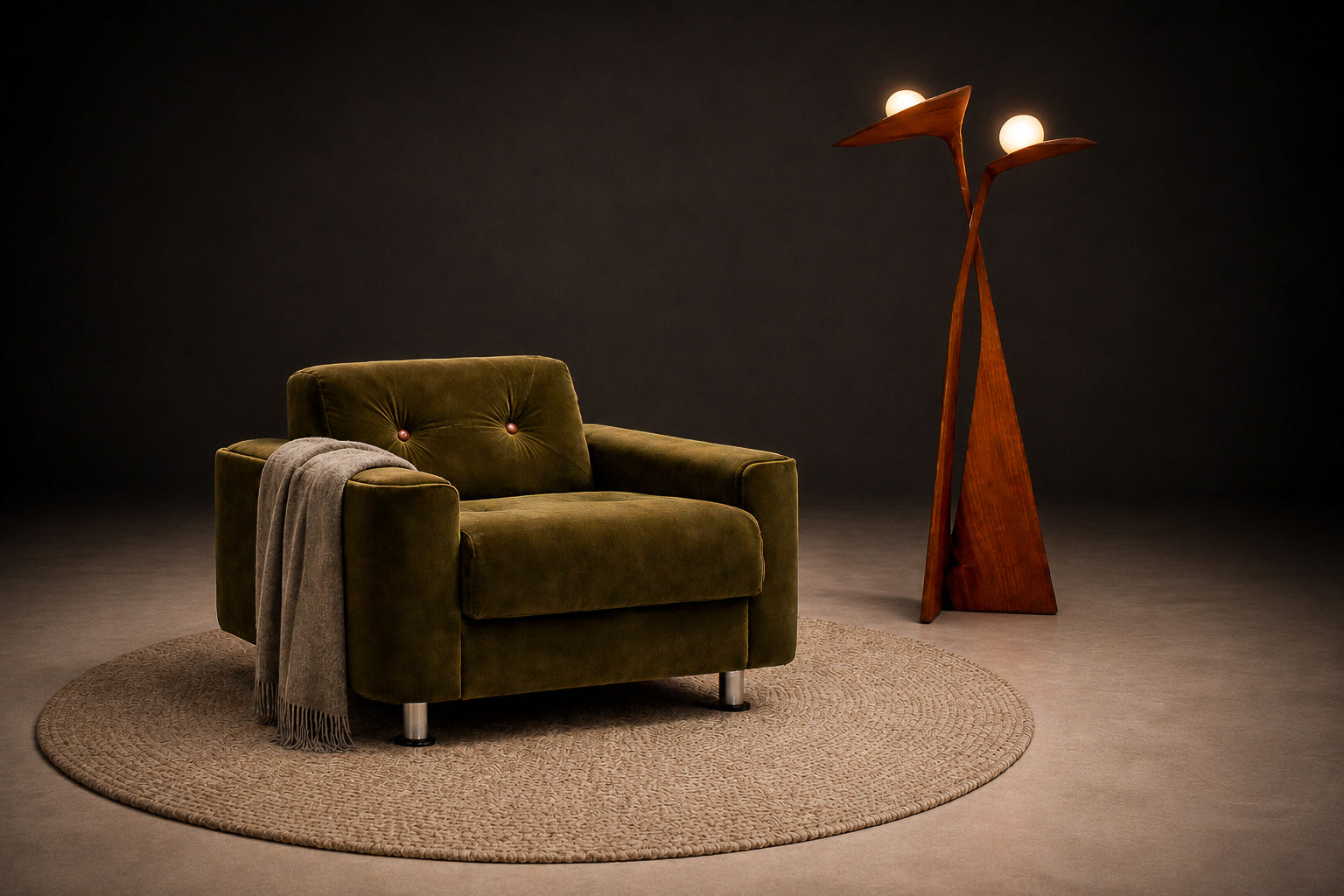 Pair of “Pullman” Armchairs in Dark Olive Velvet, Jorge Zalszupin