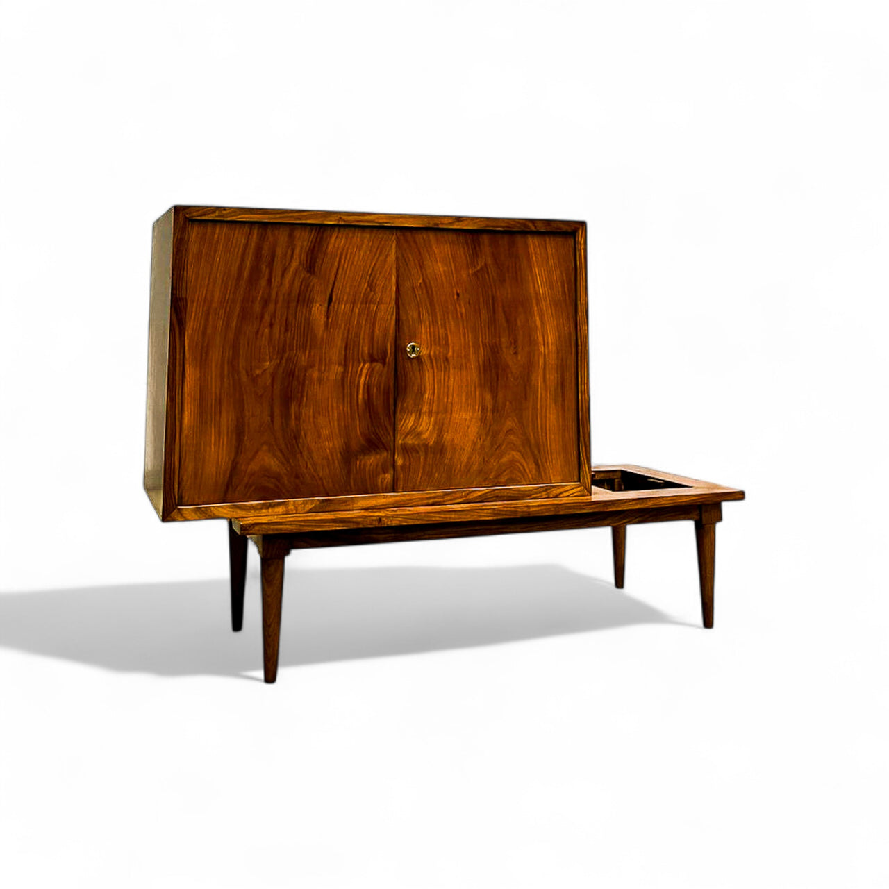 Bar with Side Table in Hardwood & Glass, Branco e Preto, 1950s - Lot 383A