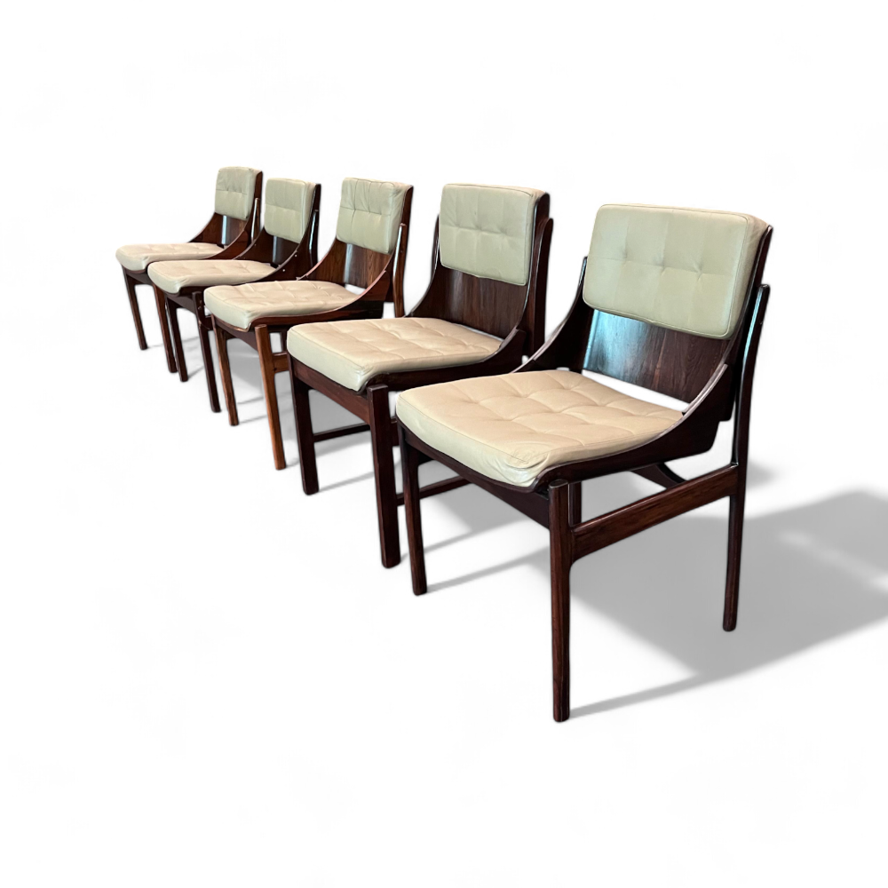 Set of 5 Chairs in Hardwood & Leather by Jorge Zalszupin, 1960s - Lot 114-158-378