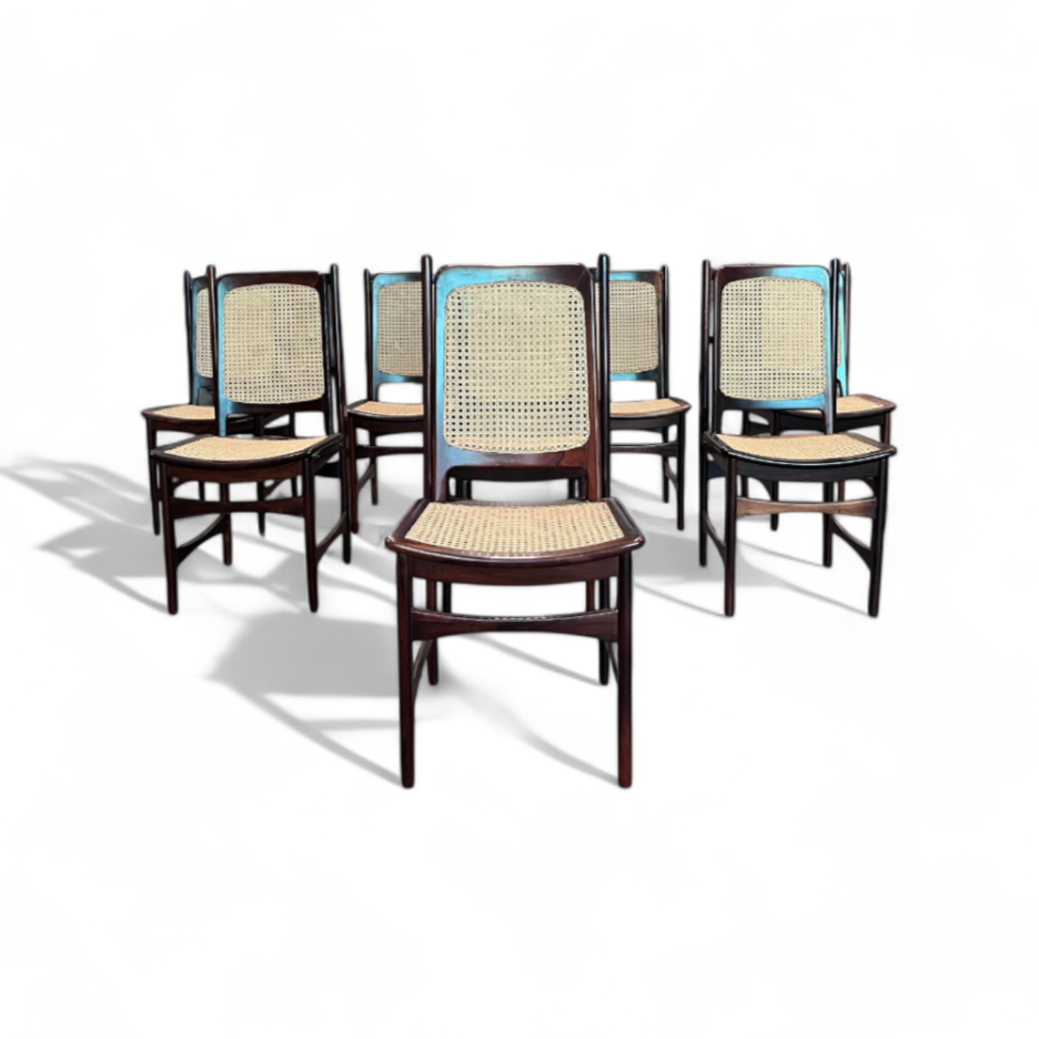 Set of 14 Chairs in Rosewood & Cane, Alexandre Rapoport, 1960s - Lot 563-748