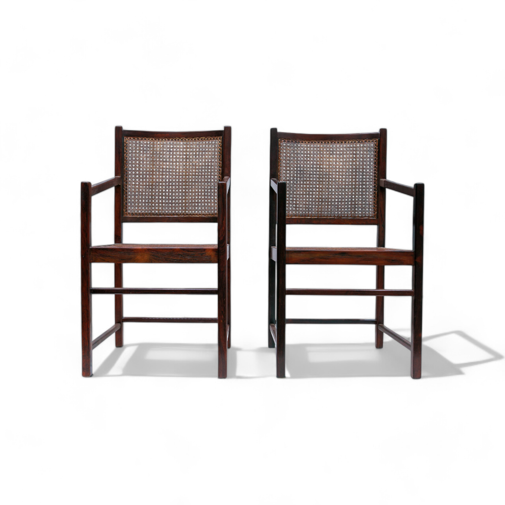 Pair of Armchairs in Hardwood & Caning, Unknown, c. 1960s - Lot 186