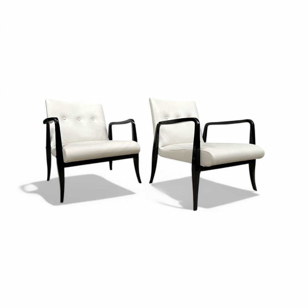 Pair of Armchairs in Ivory wood & Leather,Joaquim Tenreiro, 1955 - Lot 31