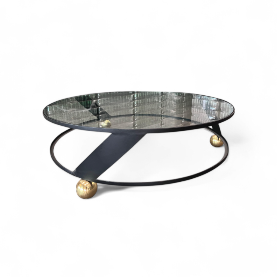 Round Coffee Table in Metal & Glass, Unknown, 1960s  - Lot 416