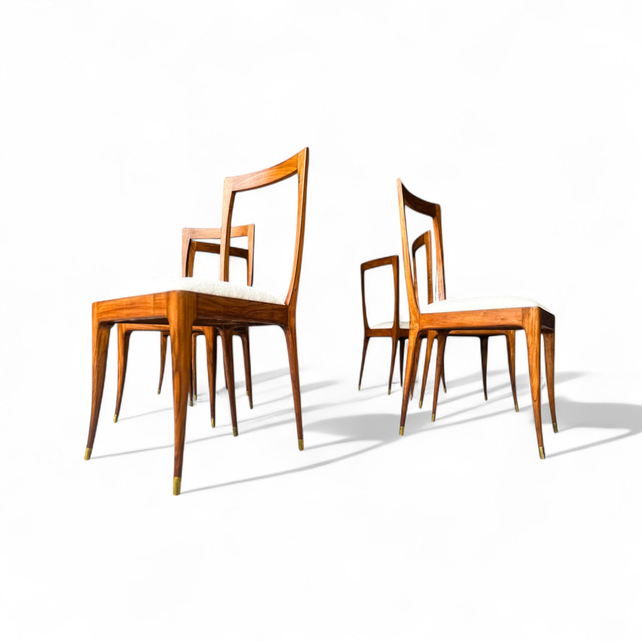 Set of 6 Dining Chairs in Caviuna & Fabric, Giuseppe Scapinelli, 1950s - Lot 681