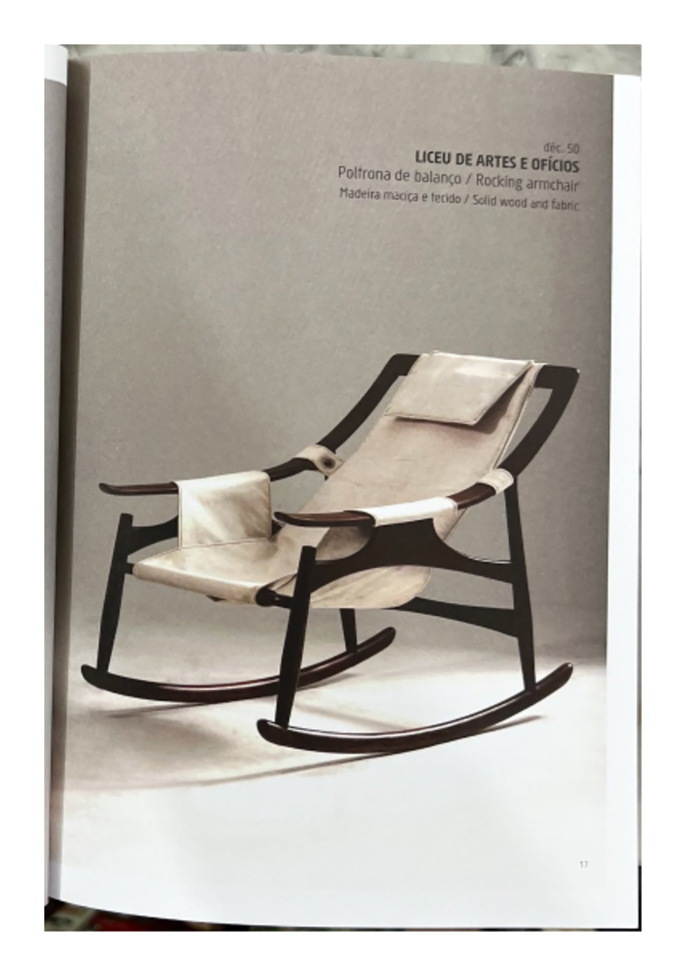 Rocking Chair with Ottoman in Rosewood & Leather, Liceu de