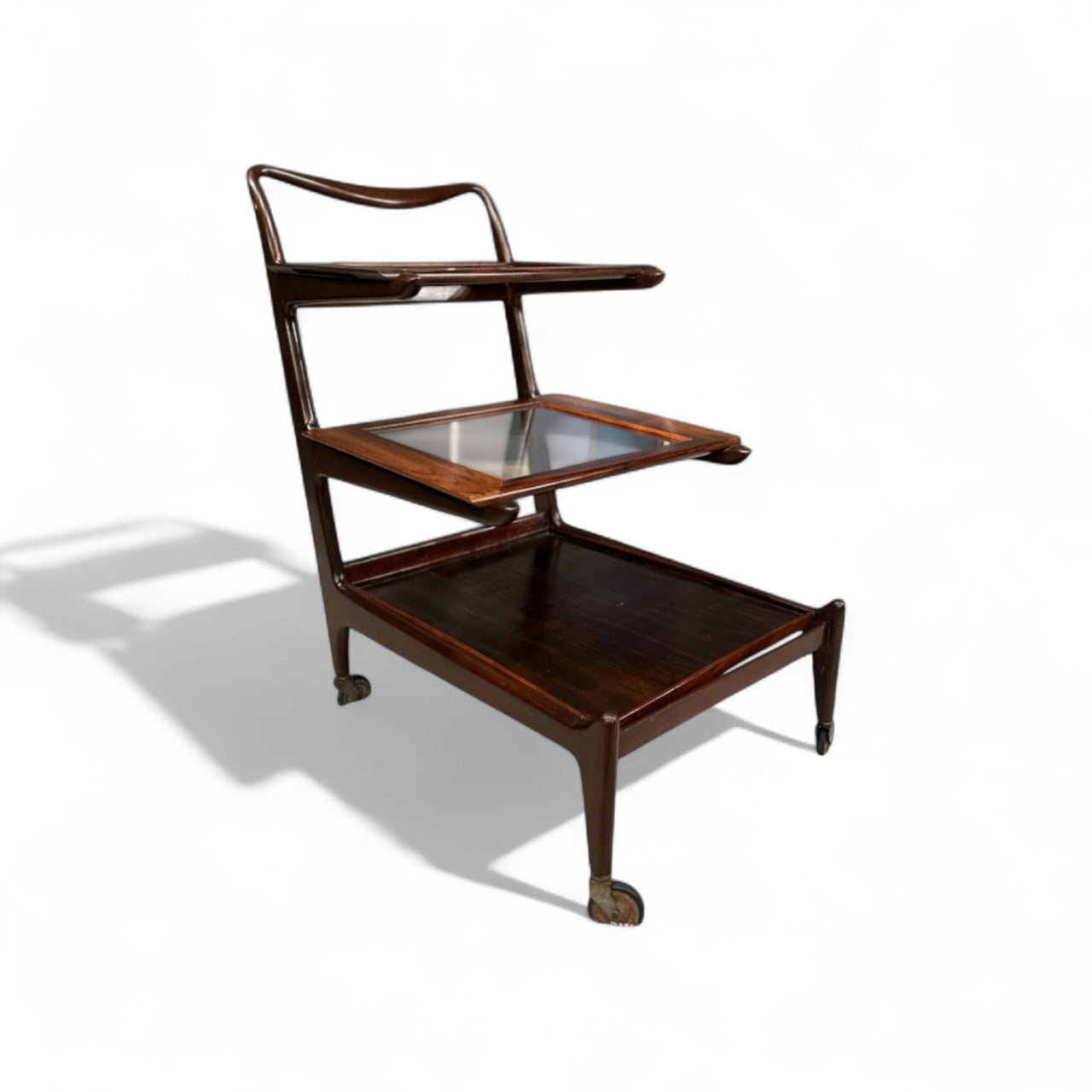 Bar Cart in Rosewood & Glass, Carlo Hauner and Martin Eisler, 1950s - Lot 193
