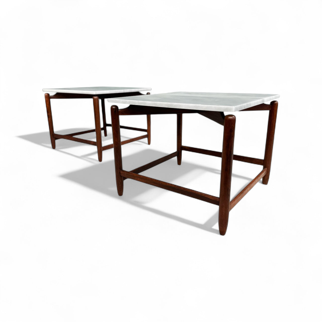 Pair of Side tables in Rosewood & Marble, Jorge Jabour, 1960’s - Lot 653A