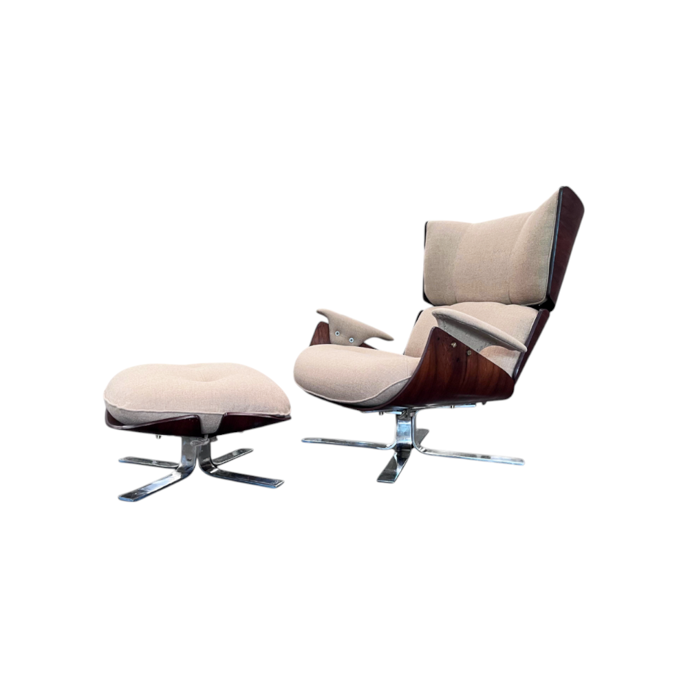 Brazilian Modern "Paulistana" Armchair with Ottoman by Jorge Zalszupin, c. 1959