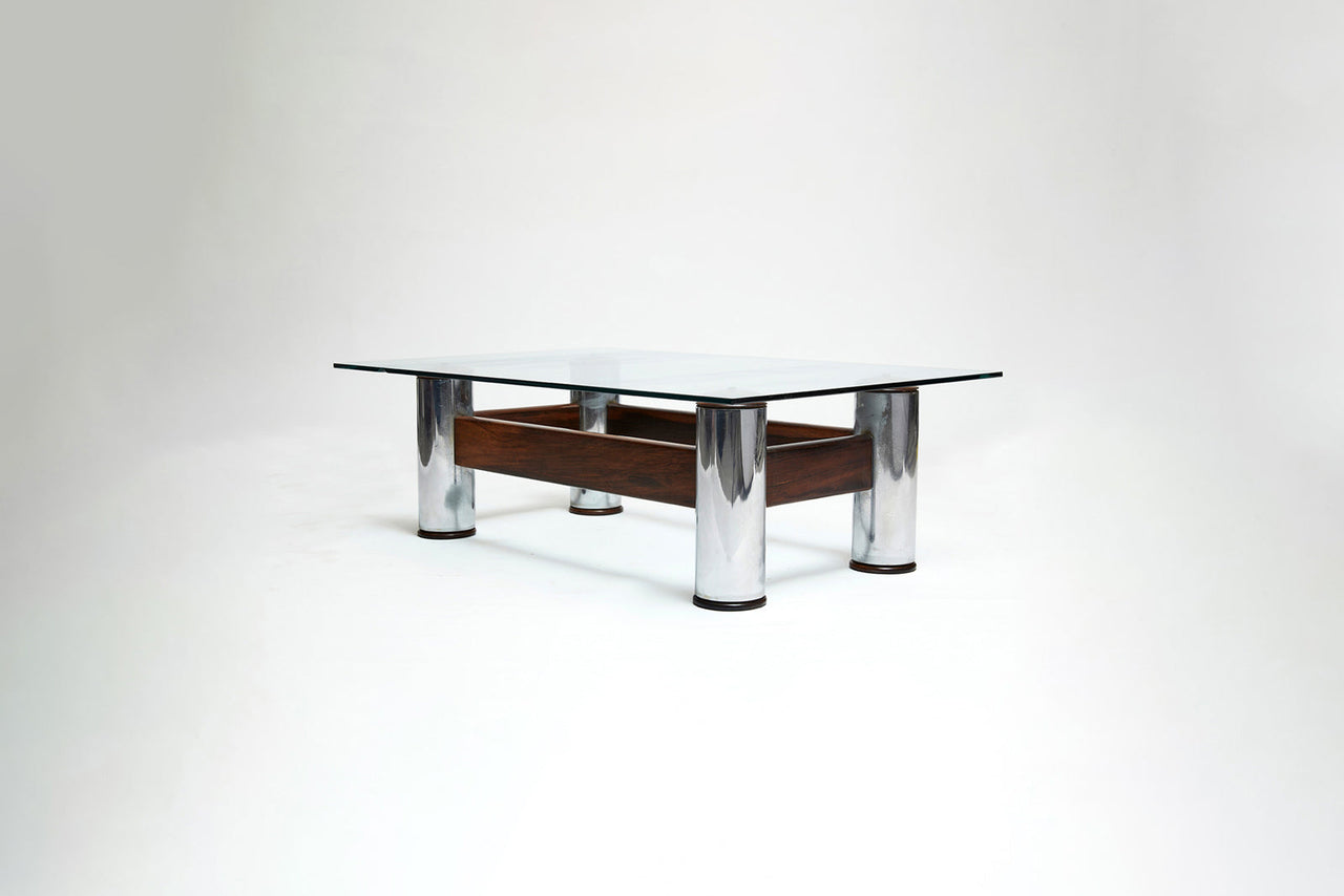 "Amelia" Coffee Table in Rosewood & Metal, Sergio Rodrigues, 1965 - Lot 89