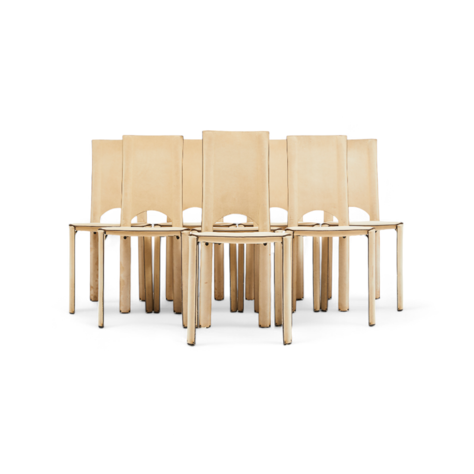 Set of 8 Chairs in Suede, Mario Bellini, 1970s - Lot 20