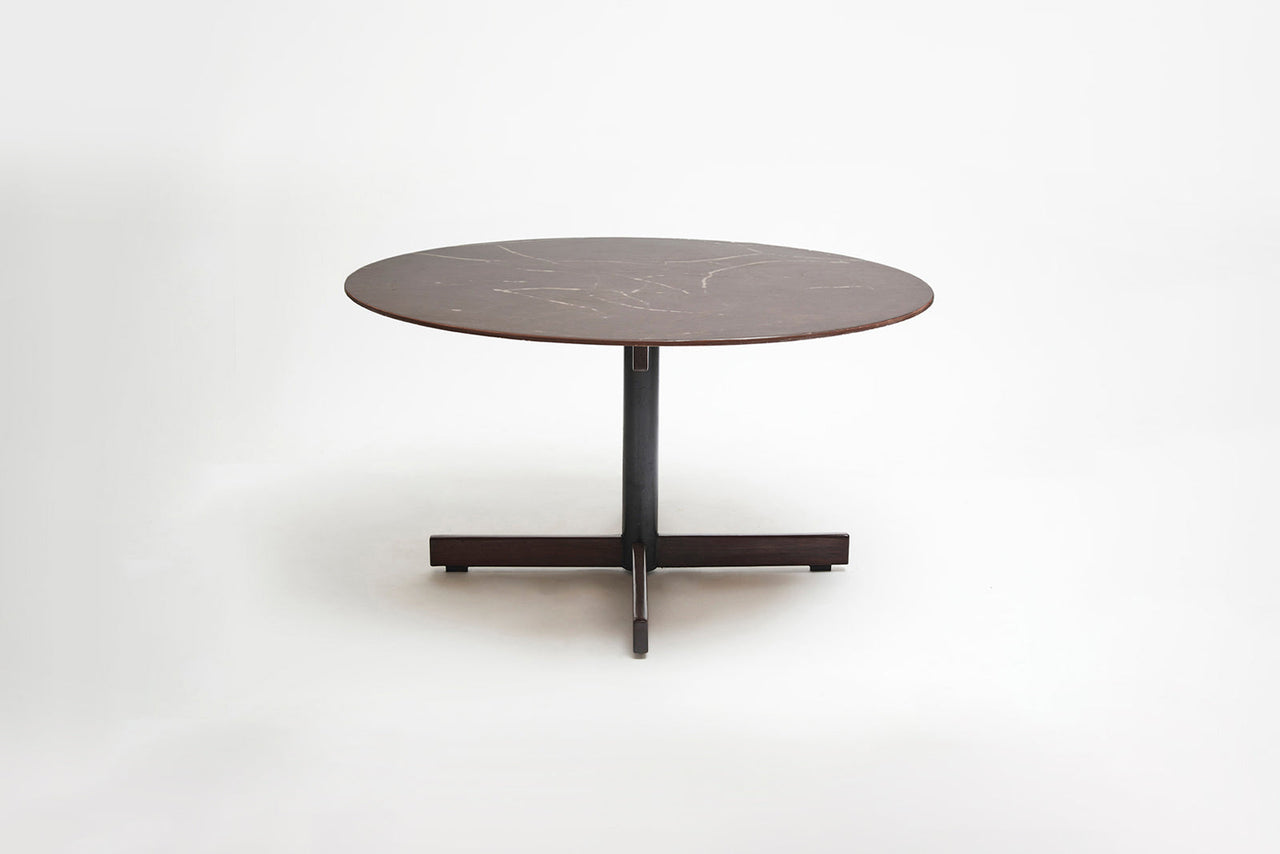 Round Dining Table in Granite, Wood & Metal by Jorge Zalszupin - Lot 40