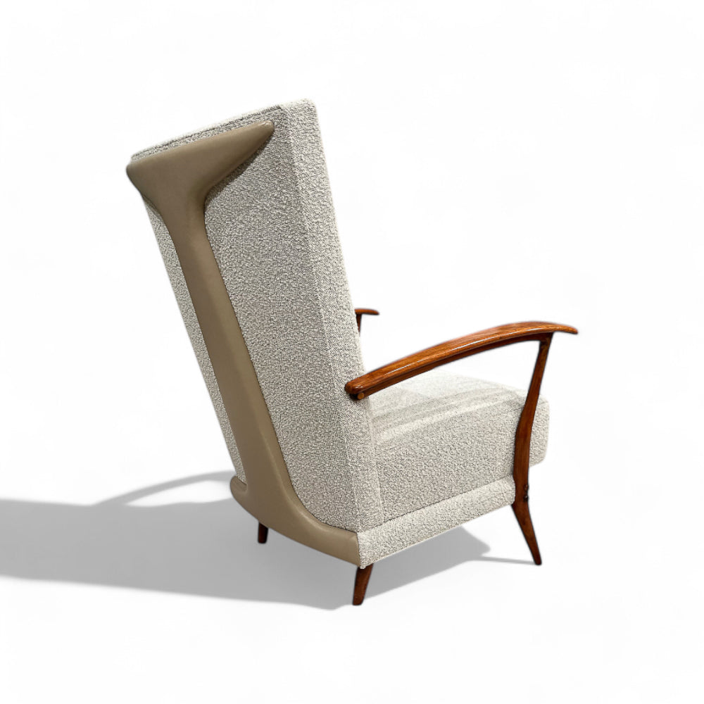 Armchair in Caviuna wood, Leather and Bouclé, Giuseppe Scapinelli, 1950s - Lot 210