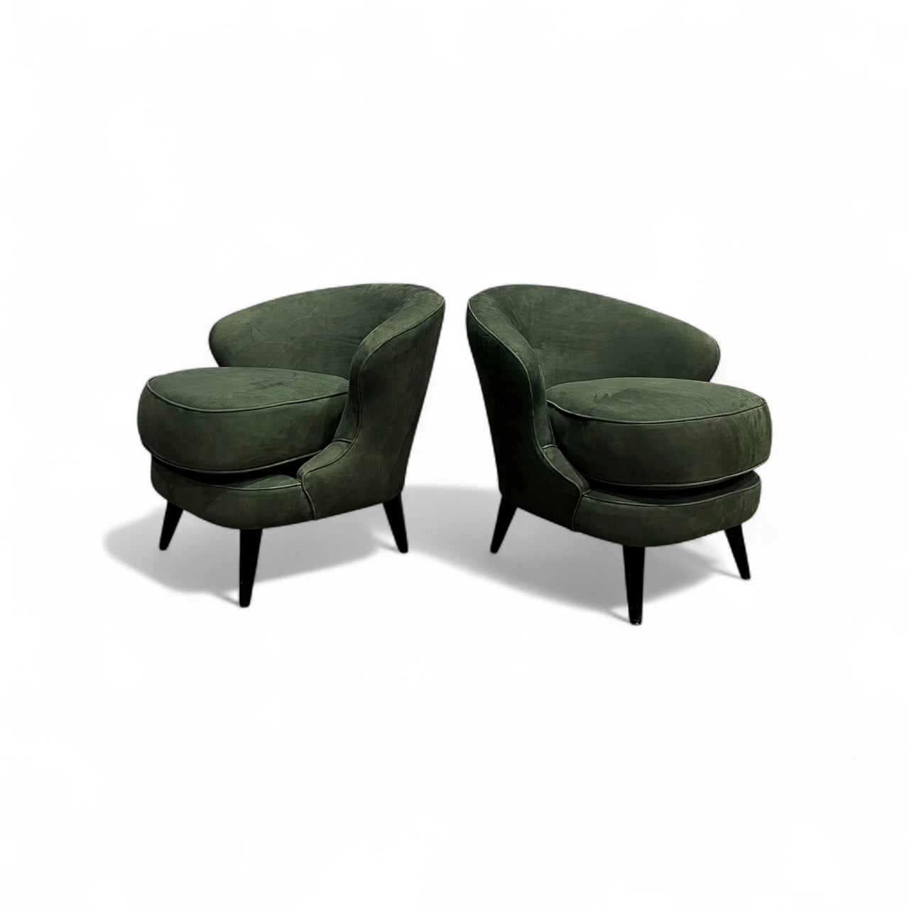 Pair of “Concha” Armchairs in Green Suede, Joaquim Tenreiro, 1960s - Lot 256A