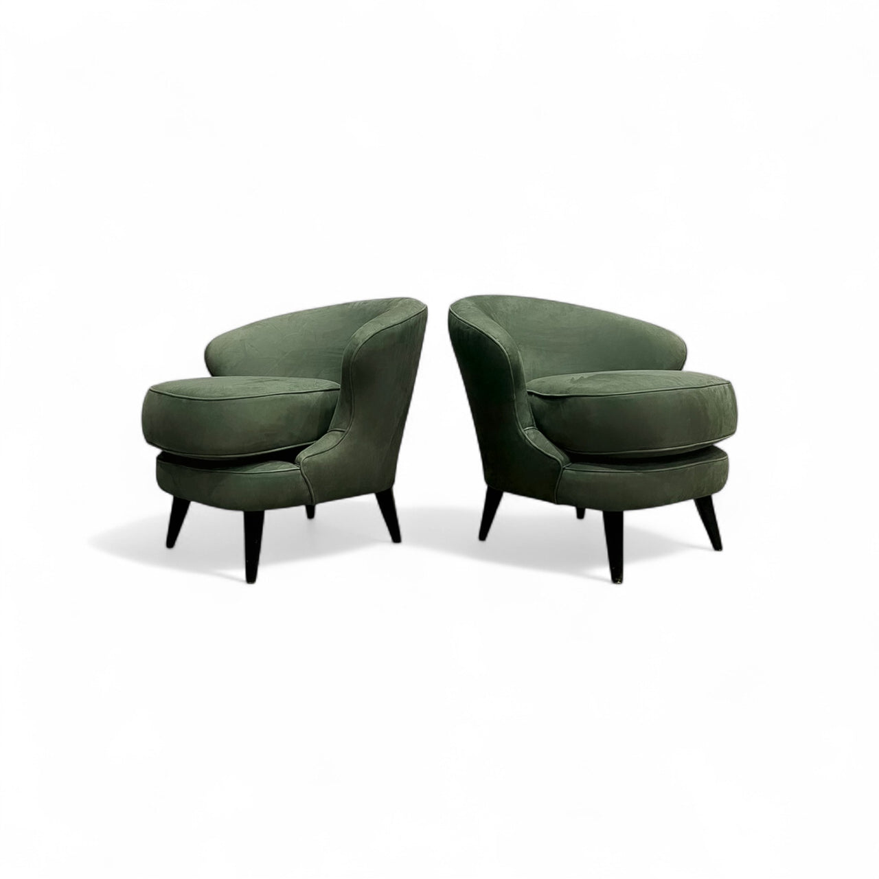 Pair of “Concha” Armchairs in Green Suede, Joaquim Tenreiro, 1960s - Lot 256A