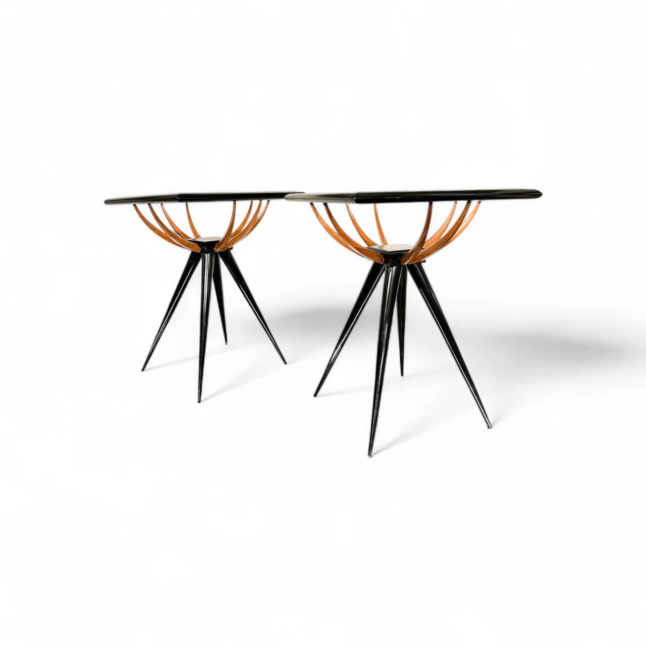 Pair of Side Tables in Two Tone Hardwood & Glass, Giuseppe Scapinelli, 1950s - Lot 441