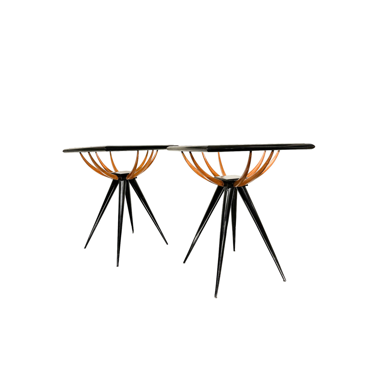 Pair of Side Tables in Two Tone Hardwood & Glass by Giuseppe Scapinelli, c. 1950 - Lot 441