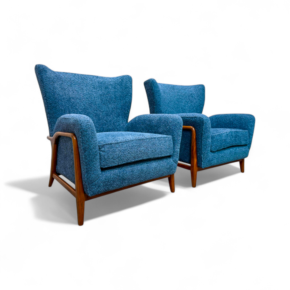 Armchairs in Caviuna Wood & Boucle, Giuseppe Scapinelli, 1950s – Lot 630A