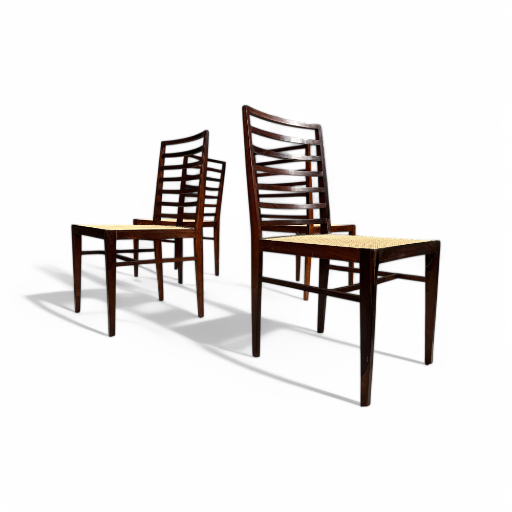 Set of 4 Chairs in Rosewood & Cane, Joaquim Tenreiro, 1950s - Lot 167