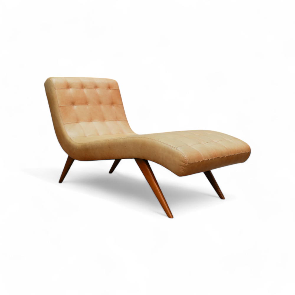 Chaise lounge in Hardwood and Faux Leather, Unknown, 1950s - Lot 557