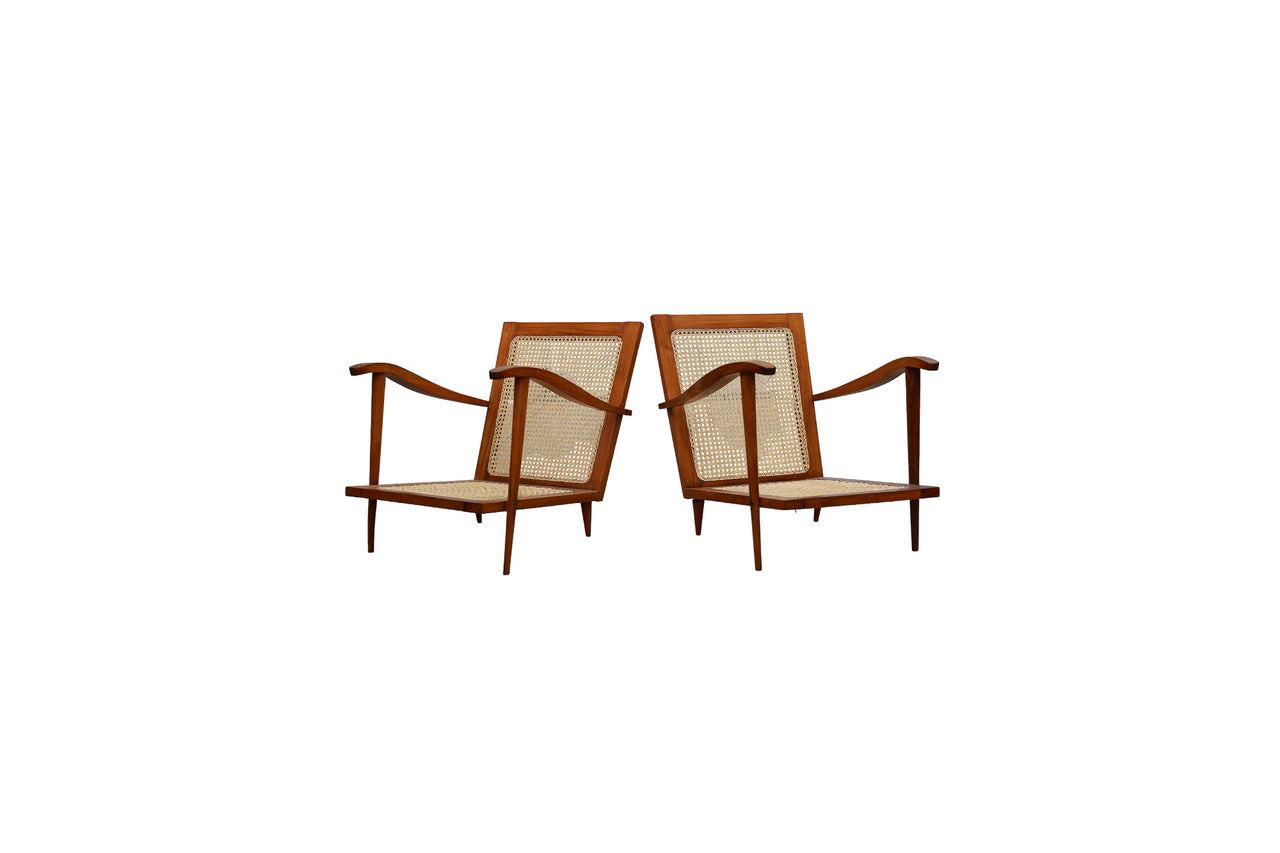 Armchairs in Caviuna Wood and Caning Att. to Giuseppe Scapinelli, c. 1950 - Lot 483