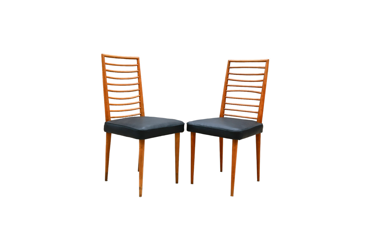 Pair of Chairs in Hardwood & Leather by Joaquim Tenreiro, c. 1950s - Lot 337