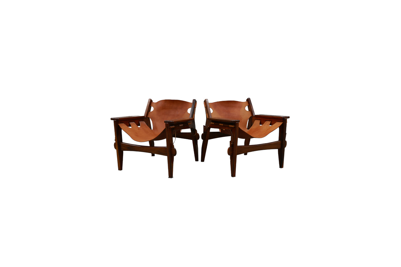 Armchairs “Kilin” in Hardwood and Leather by Sergio Rodrigues for Oca, c. 1960 - Lot 595