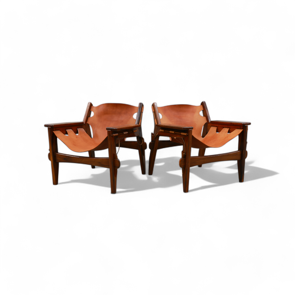 Armchairs “Kilin” in Hardwood & Leather, Sergio Rodrigues, 1960s - Lot 595