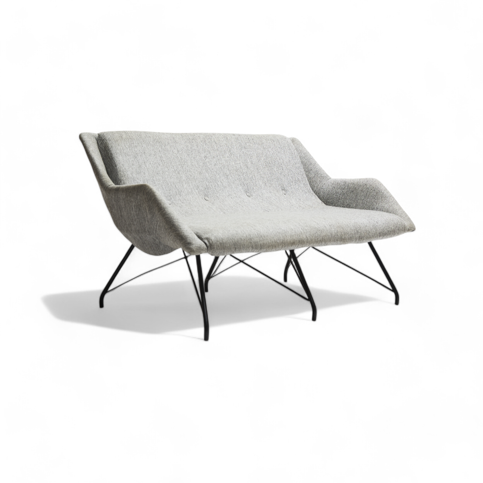 "Concha" Loveseat in Metal & Fabric, Carlo Hauner, 1955 - Lot 42