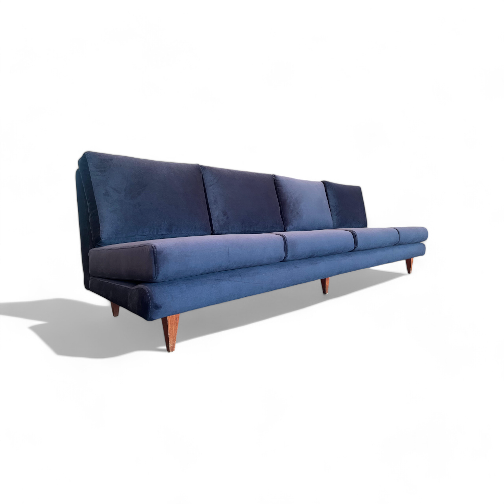 Sofa in Hardwood & Loose Cushions in Blue by Joaquim Tenreiro - Lot 500