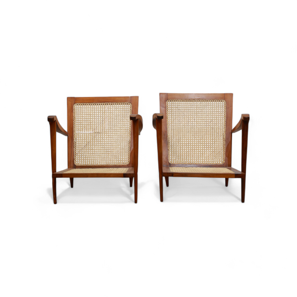 Armchairs in Caviuna Wood & Caning, Giuseppe Scapinelli, 1950s - Lot 483