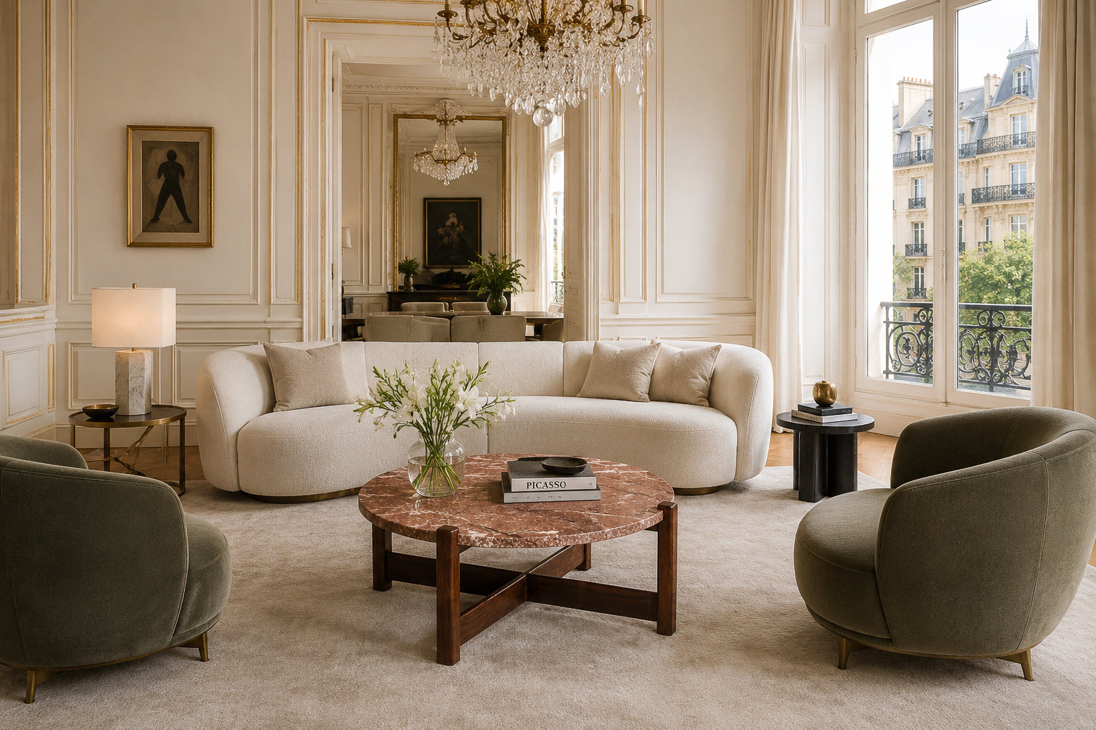 Brazilian Modern Coffee Table in Rosewood & Pink Granite, Fátima