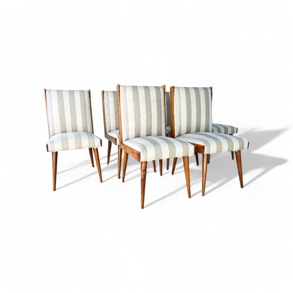 Set of 6 Dining Chairs in Caviuna wood & Fabric, Giuseppe Scapinelli, 1950s - Lot 629