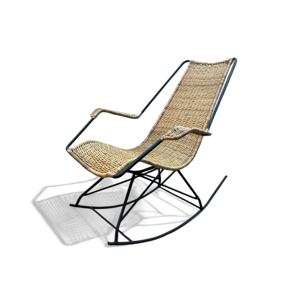 Rocking Chair in Metal & Wicker, Carlo Hauner, 1950s - Lot 511