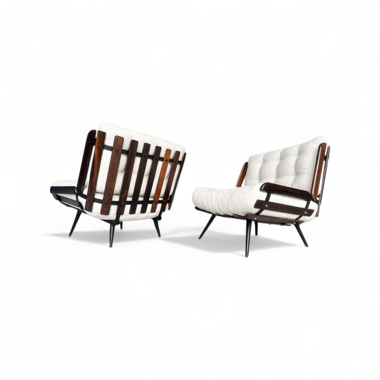 Armchairs in Rosewood & Boucle, by Martin Eisler for Forma, 1950s - Lot 238-239
