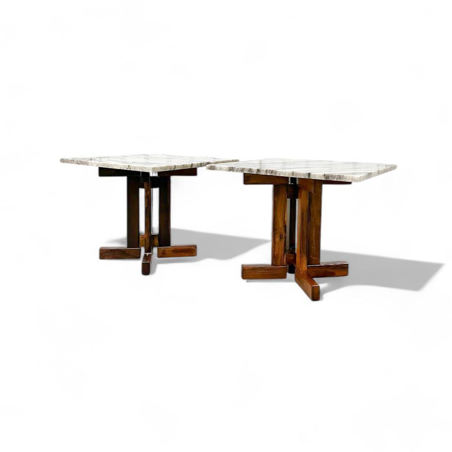 Pair of Side Tables in Rosewood and Granite by Celina, c. 1960 - Lot 551