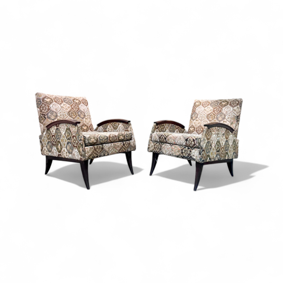 Pair of Armchairs in Rosewood & Fabric, Liceu De Artes, 1960s - Lot 617