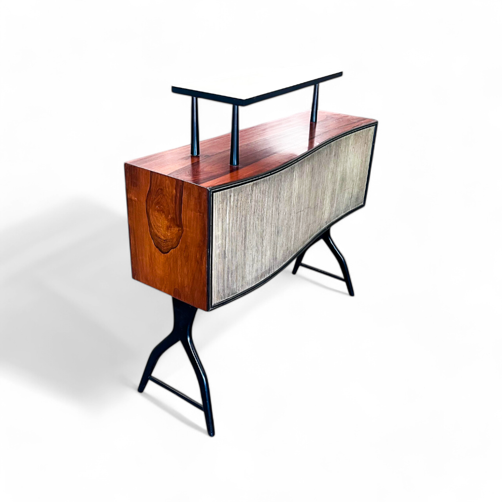 Bar with Curved Shape in Two Woods, Unknown, 1950s  - Lot 694