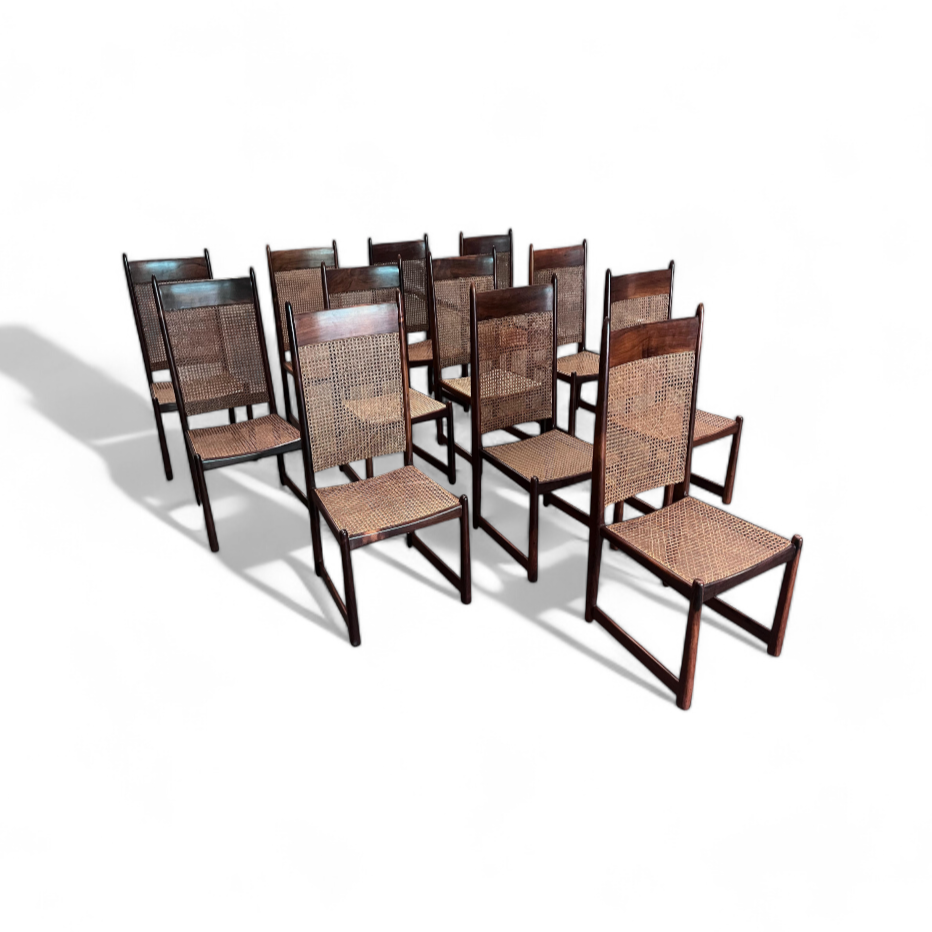 Set of 12 Dining Chairs in Hardwood & Caning by Fatima, 1960s - Lot 606