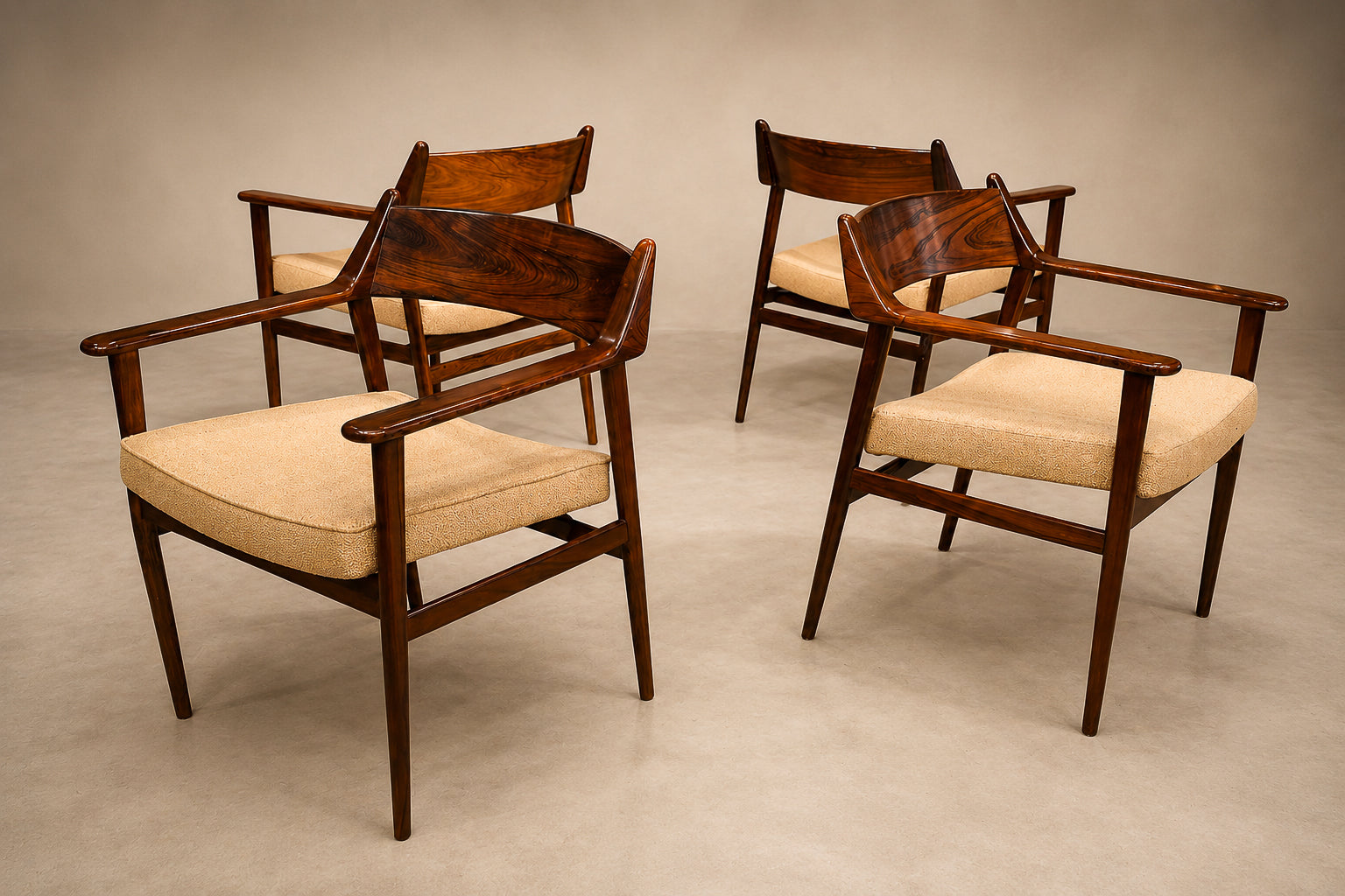 Four Brazilian Rosewood Armchairs / Dining Chairs by Jorge Jabour