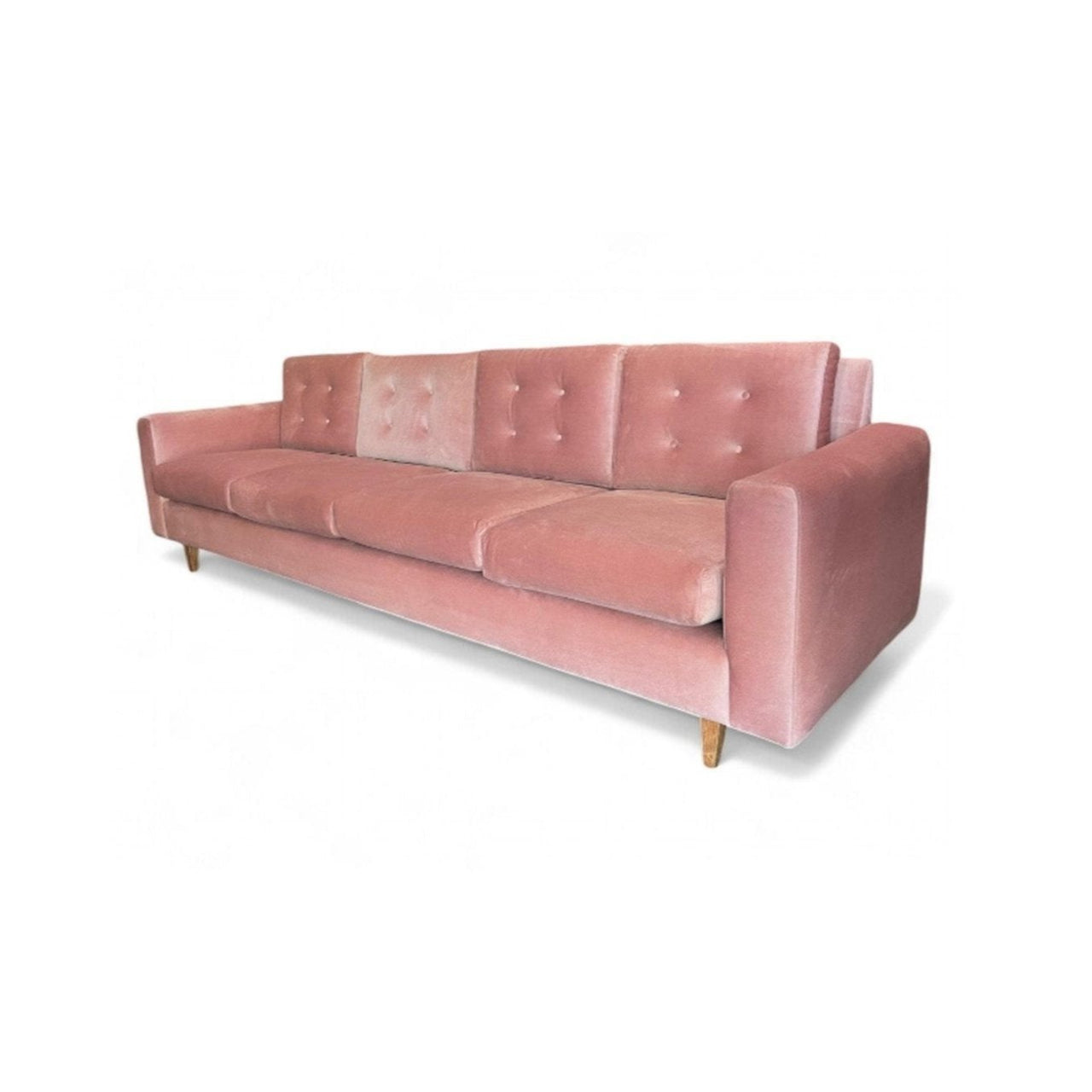 “Rectangular” Sofa in Hardwood & Pink Velvet, Joaquim Tenreiro, 1950s - Lot 501