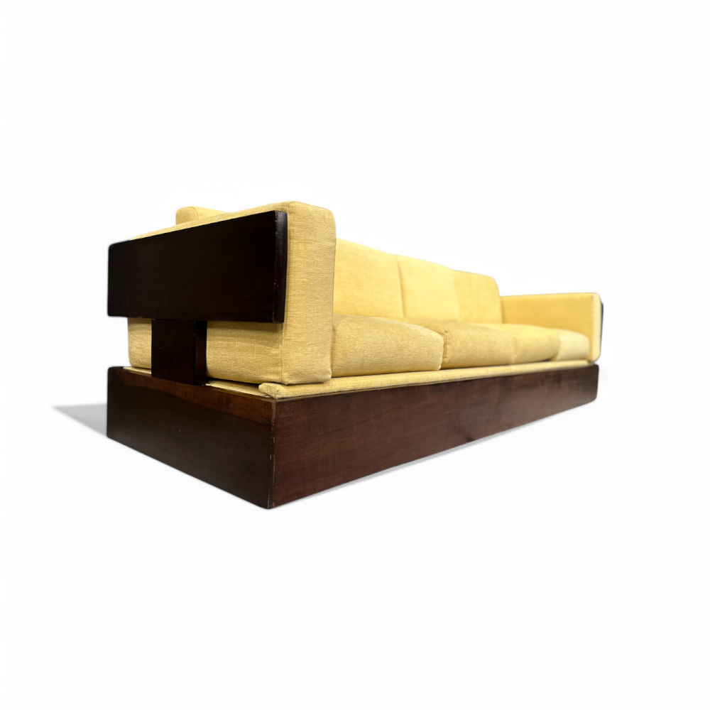 Sofa in Hardwood and Yellow Chenille, Celina, 1960s - Lot 124